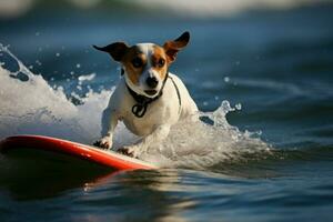 ai generato Jack russell cane fare surf. creare ai foto