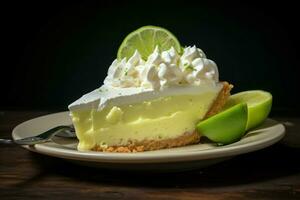 ai generato lime torta fetta. creare ai foto