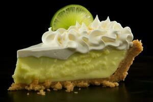 ai generato cremoso lime torta fetta. creare ai foto