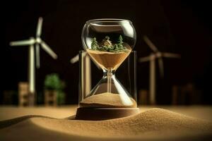 ai generato sabbia orologio ecologia. creare ai foto