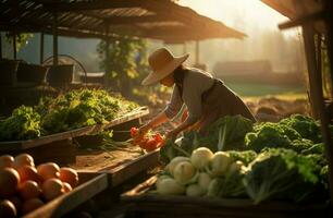 ai generato biologico azienda agricola raccolta. creare ai foto