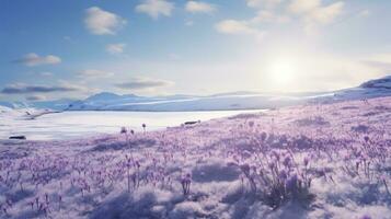 ai generato il serenità di un' calma tundra paesaggio foto