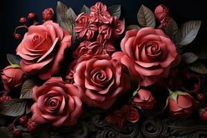 ai generato incarnato ricchezza di amore in mostra nel un opulento ambientazione con sbalorditivo rosso Rose, san valentino, incontri e amore proposta Immagine foto