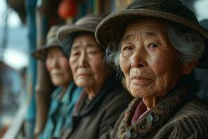 ai generato gruppo di anziano asiatico persone foto