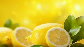 ai generato Limone giallo morbido sfondo foto