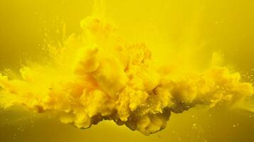 ai generato Limone giallo colore polvere spruzzo sfondo foto