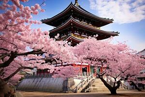 ai generato ciliegia fiorire a kiyomizu-dera tempio nel kyoto, Giappone, ai generato foto