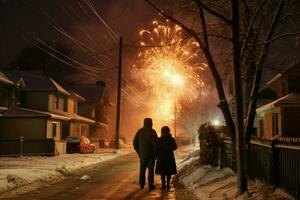 ai generato inverno fuochi d'artificio - generativo ai foto