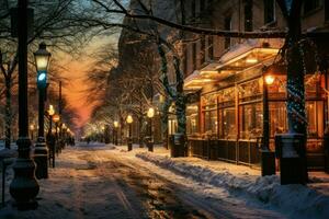 ai generato urbano inverno scene - generativo ai foto