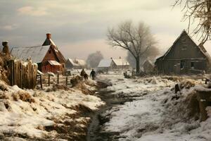 ai generato inverno azienda agricola scene - generativo ai foto