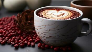 ai generato freschezza nel un' tazza, caffè calore porta rilassamento e amore generato di ai foto