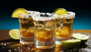 ai generato rinfrescante Tequila cocktail con lime e ghiaccio generato di ai foto