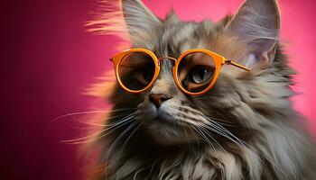 ai generato carino gattino indossare occhiali da sole guardare a il telecamera generato di ai foto