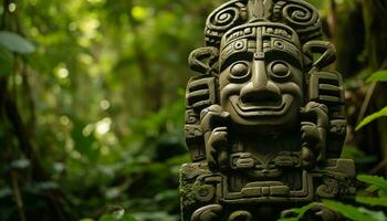 ai generato antico balinese scultura incarna spiritualità nel natura generato di ai foto