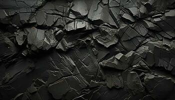 ai generato astratto nero sfondo, ruvido strutturato carbone pietra costruzione industria generato di ai foto
