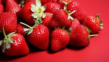 ai generato freschezza e dolcezza di maturo fragola su legna generato di ai foto