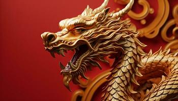 ai generato Drago scultura simboleggia Cinese cultura e antico mitologia generato di ai foto