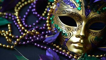 ai generato mardi gras maschera brilla con eleganza e mistero generato di ai foto