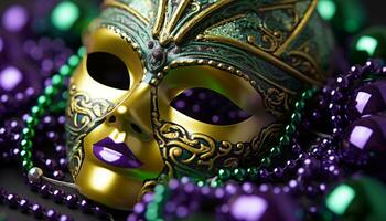 ai generato mardi gras maschera brilla con vivace colori generato di ai foto