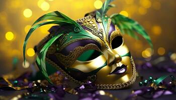 ai generato brillante maschera Aggiunge eleganza per il masquerade festa generato di ai foto