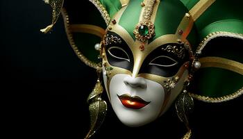 ai generato oro maschera Aggiunge eleganza per tradizionale Festival celebrazione generato di ai foto
