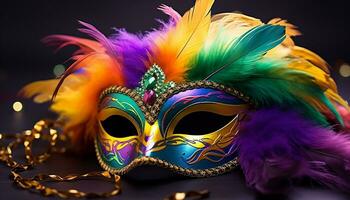 ai generato mardi gras celebrazione, colorato maschere, vivace costumi generato di ai foto
