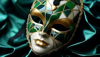 ai generato d'oro maschera Aggiunge eleganza per il celebrazione generato di ai foto