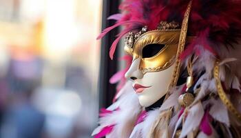 ai generato elegante donne nel ornato costumi celebrare mardi gras generato di ai foto