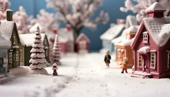ai generato pupazzo di neve decorazione su inverno albero porta festivo rallegrare generato di ai foto