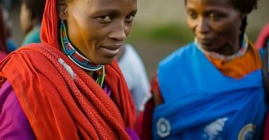ai generato sorridente africano uomini e ragazzi nel tradizionale capi di abbigliamento generato di ai foto