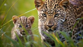 ai generato grande gatto a piedi nel il natura selvaggia, fissando generato di ai foto