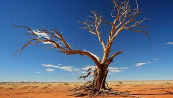 ai generato arido clima, morto pianta, acacia albero, estremo terreno generato di ai foto