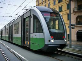 ai generato sfocatura movimento su il metropolitana piattaforma, corsa ora generato di ai foto