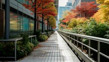 ai generato autunno albero riflette vivace colori nel natura generato di ai foto