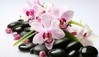ai generato freschezza e bellezza nel natura, un' viola orchidea generato di ai foto