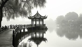 ai generato antico pagoda riflette tranquillo natura nel Pechino, generato di ai foto