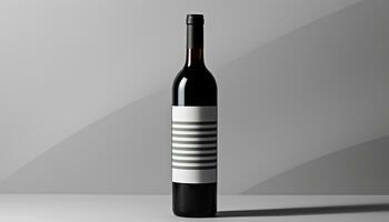 ai generato vino bottiglia, bicchiere, bere, etichetta, riflessione, , elegante generato di ai foto