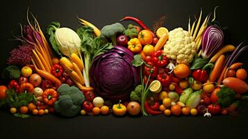 ai generato vivace colori di fresco verdure creare un' salutare mangiare foto