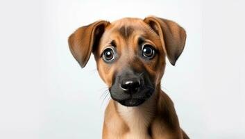 ai generato carino cucciolo di rhodesian ridgeback su un' bianca sfondo. ai generato. foto