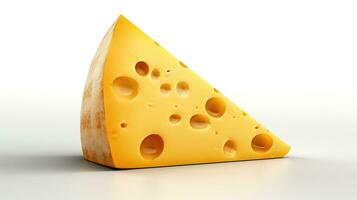 ai generato pezzo di formaggio su bianca sfondo. cibo, vitamina, calcio foto