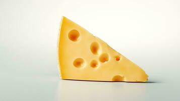 ai generato pezzo di formaggio su bianca sfondo. cibo, vitamina, calcio foto