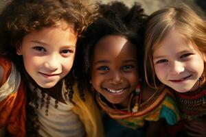 ai generato diversità etnico bambini foto