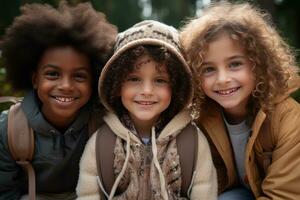 ai generato Multi etnico diverso bambini foto