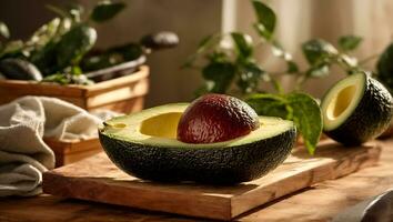 ai generato fresco avocado nel il cucina foto