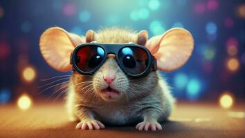 ai generato carino divertente topo indossare occhiali da sole foto