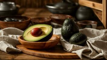 ai generato fresco avocado nel il cucina foto