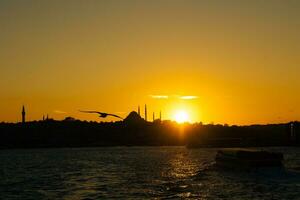 Istanbul Visualizza. gabbiano e suleymaniye moschea. Ramadan o islamico concetto foto