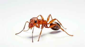 ai generato foto di rosso importati fuoco formica isolato su bianca sfondo. generativo ai