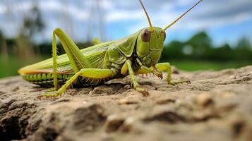 ai generato foto di cavalletta su un' terra. generativo ai