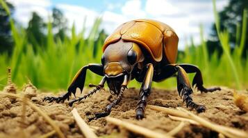 ai generato foto di Ercole scarafaggio su un' terra. generativo ai